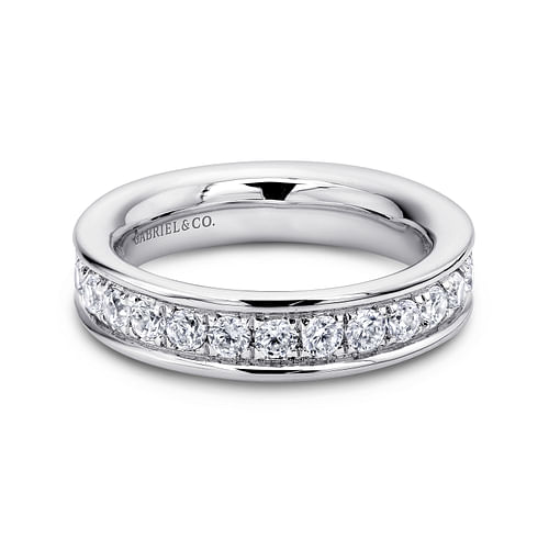 14K White Gold Channel Prong Set Diamond Eternity Band