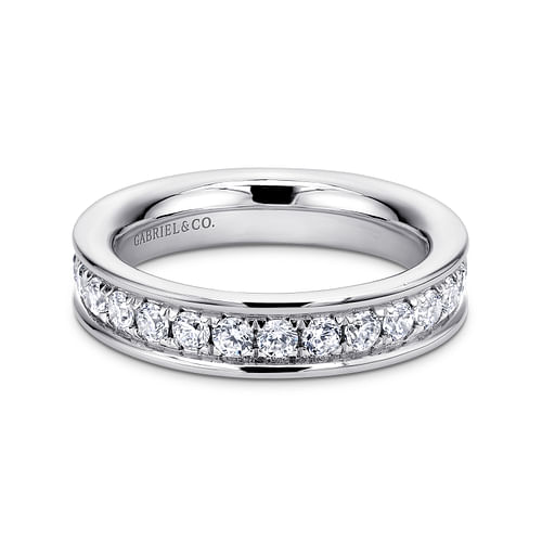 14K White Gold Channel Prong Set Diamond Eternity Band