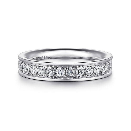 Gabriel - 14K White Gold Channel Prong Set Diamond Eternity Band