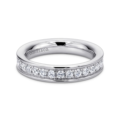 14K White Gold Channel Prong Set Diamond Eternity Band