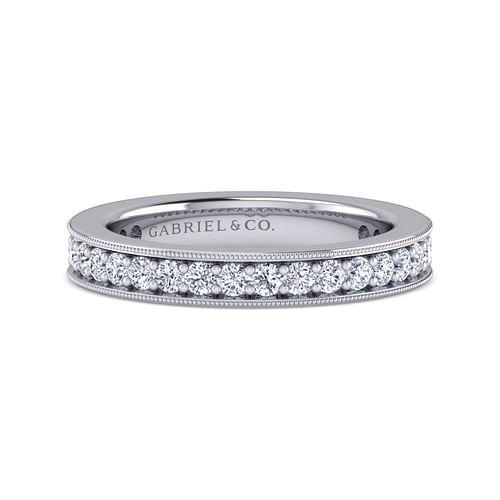 14K White Gold Channel Prong Set Diamond Eternity Band