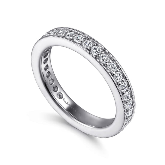 14K White Gold Channel Prong Set Diamond Eternity Band angle 3
