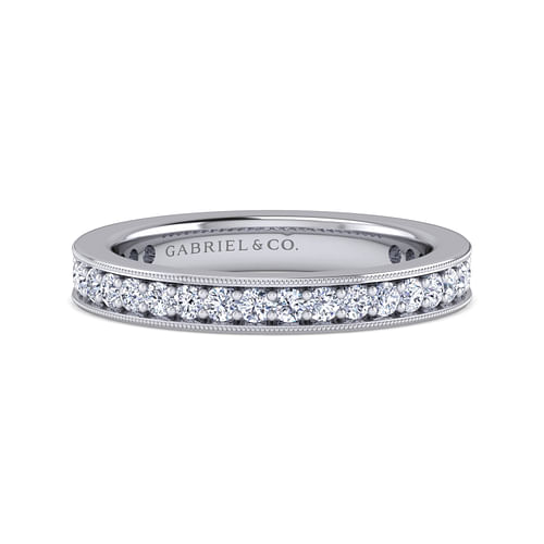 14K White Gold Channel Prong Set Diamond Eternity Band