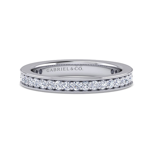 14K White Gold Channel Prong Set Diamond Eternity Band