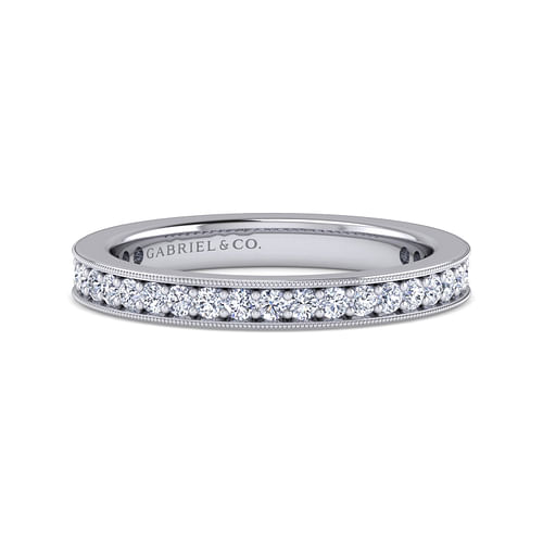 14K White Gold Channel Prong Set Diamond Eternity Band