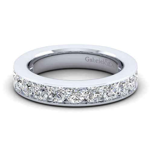 14K White Gold Channel Set 13 Stone Diamond Anniversary Band