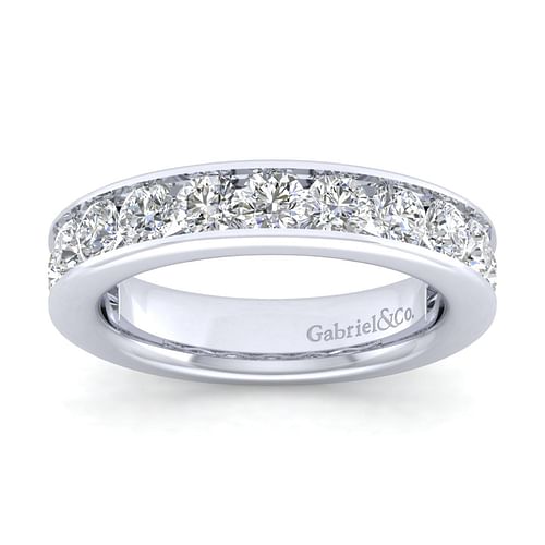 14K White Gold Channel Set 13 Stone Diamond Anniversary Band