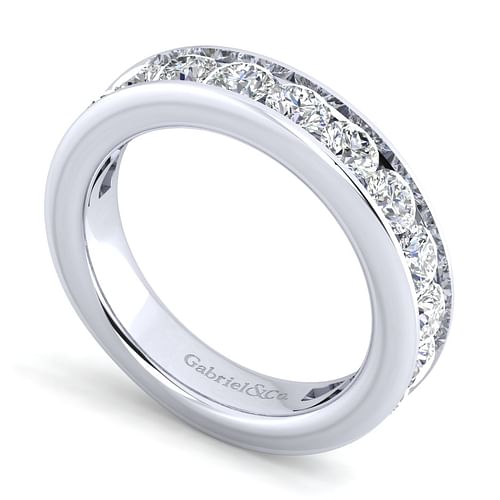 14K White Gold Channel Set 13 Stone Diamond Anniversary Band