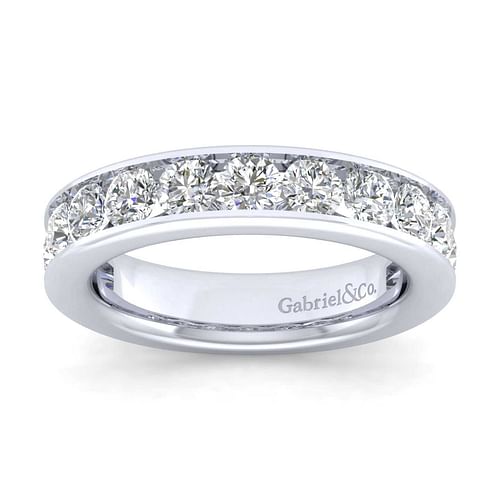 14K White Gold Channel Set 13 Stone Diamond Anniversary Band