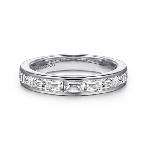 14K White Gold Channel Set Baguette Diamond Anniversary Band