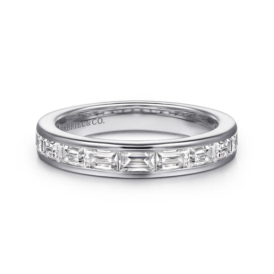Gabriel - 14K White Gold Channel Set Baguette Diamond Anniversary Band