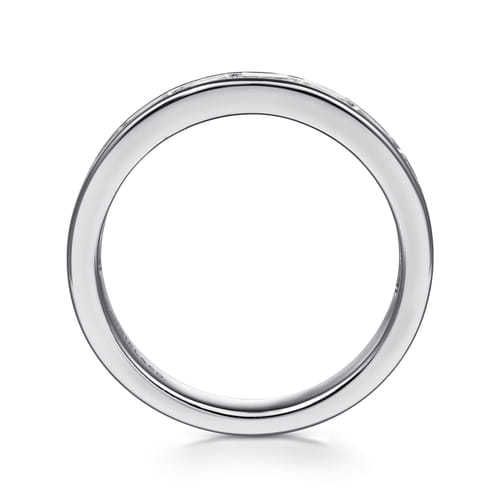 14K White Gold Channel Set Baguette Diamond Anniversary Band