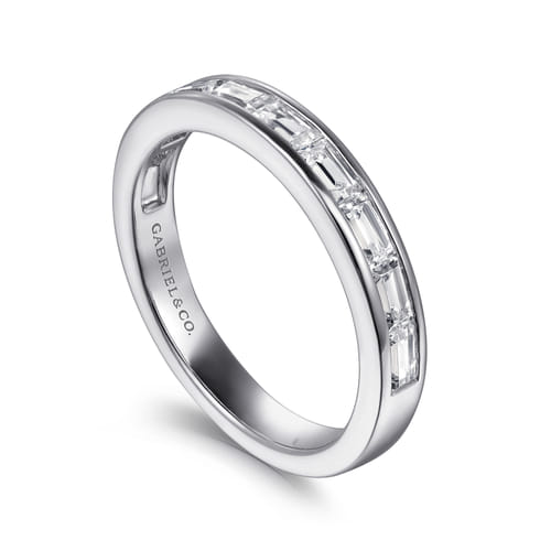 14K White Gold Channel Set Baguette Diamond Anniversary Band