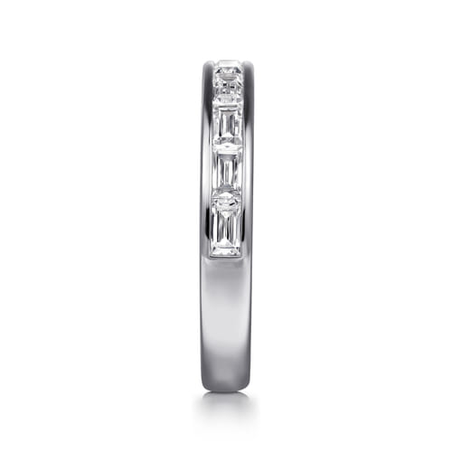14K White Gold Channel Set Baguette Diamond Anniversary Band
