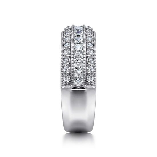 14K White Gold Channel Set Diamond Anniversary Band with Round and Princess Cut Diamonds angle 4
