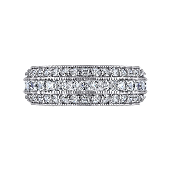 14K White Gold Channel Set Diamond Anniversary Band with Round and Princess Cut Diamonds angle 6