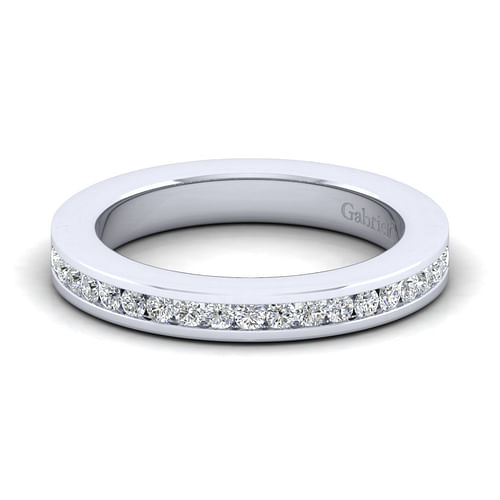 14K White Gold Channel Set Diamond Anniversary Band