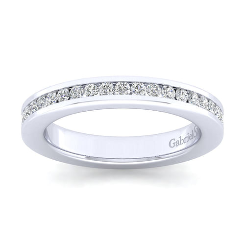 14K White Gold Channel Set Diamond Anniversary Band