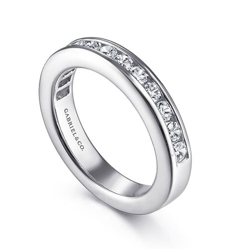 14K White Gold Channel Set Diamond Anniversary Band