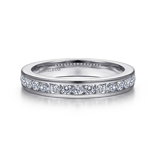 14K White Gold Channel Set Diamond Anniversary Band