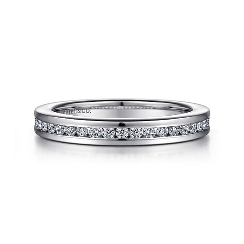 14K White Gold Channel Set Diamond Anniversary Band