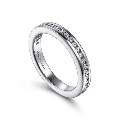 14K White Gold Channel Set Diamond Anniversary Band