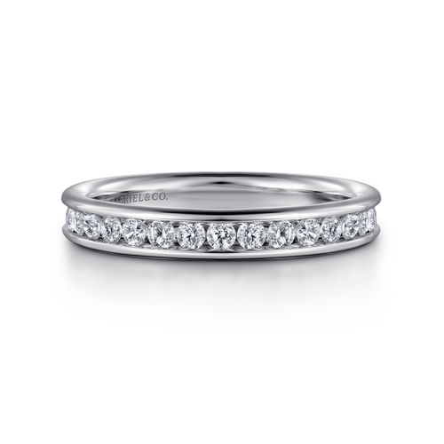 14K White Gold Channel Set Diamond Anniversary Band