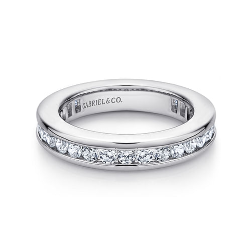 14K White Gold Channel Set Diamond Eternity Band