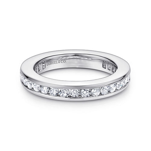 14K White Gold Channel Set Diamond Eternity Band