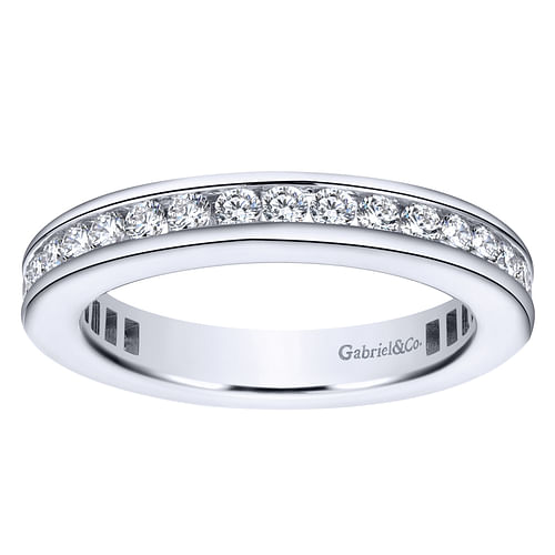 14K White Gold Channel Set Diamond Eternity Band