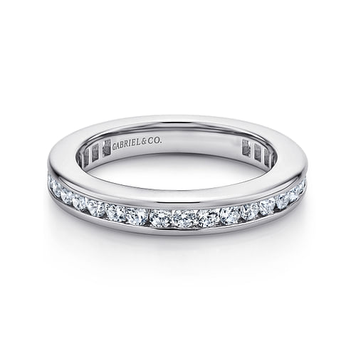 14K White Gold Channel Set Diamond Eternity Band