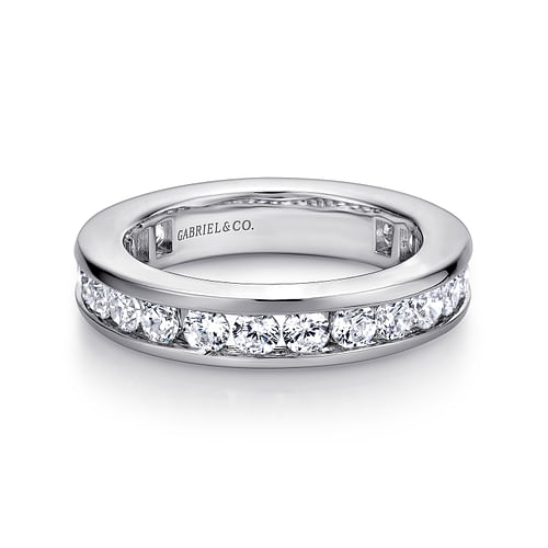 14K White Gold Channel Set Diamond Eternity Band