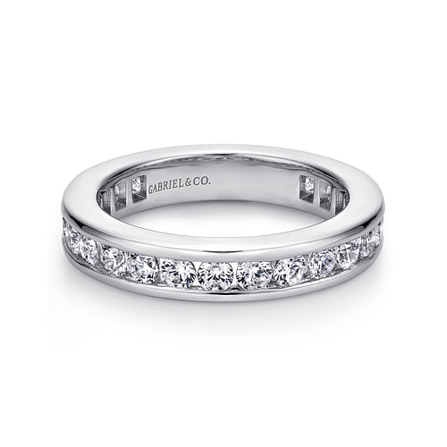 14K White Gold Channel Set Diamond Eternity Band