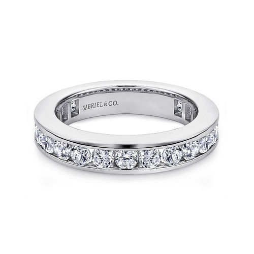 14K White Gold Channel Set Diamond Eternity Band