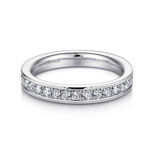 14K White Gold Channel Set Diamond Eternity Band