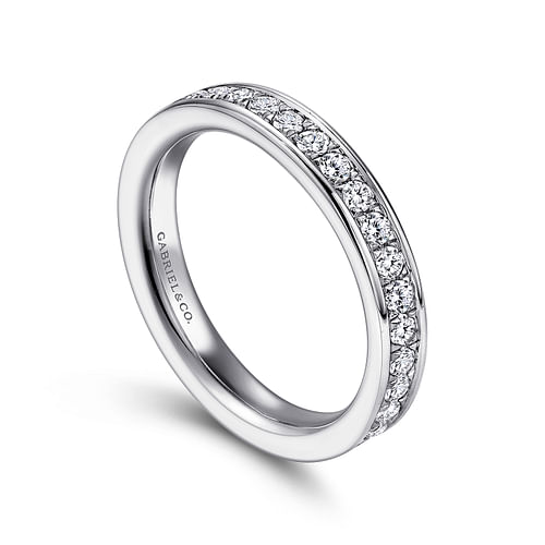 14K White Gold Channel Set Diamond Eternity Band