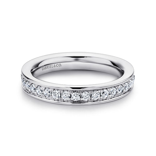 14K White Gold Channel Set Diamond Eternity Band