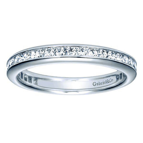 14K White Gold Channel Set Diamond Eternity Band