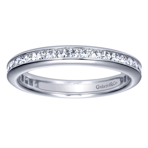 14K White Gold Channel Set Diamond Eternity Band