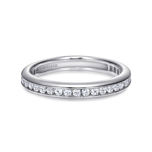 14K White Gold Channel Set Diamond Eternity Band