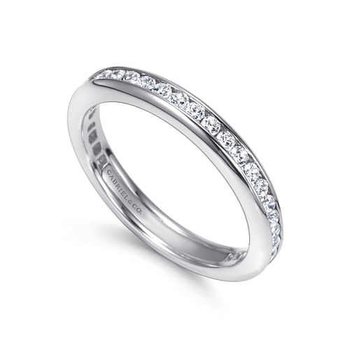 14K White Gold Channel Set Diamond Eternity Band