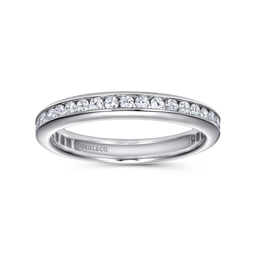 14K White Gold Channel Set Diamond Eternity Band