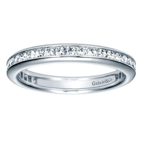 14K White Gold Channel Set Diamond Eternity Band