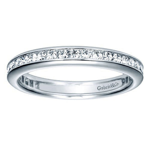14K White Gold Channel Set Diamond Eternity Band