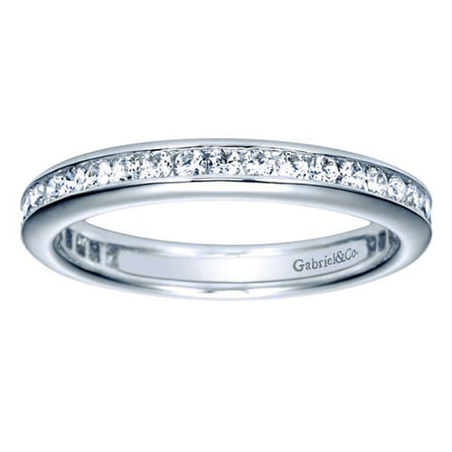 14K White Gold Channel Set Diamond Eternity Band