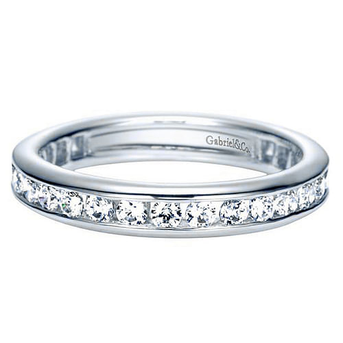 14K White Gold Channel Set Diamond Eternity Band
