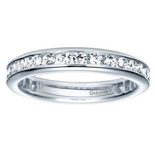 14K White Gold Channel Set Diamond Eternity Band