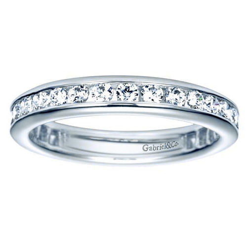 14K White Gold Channel Set Diamond Eternity Band