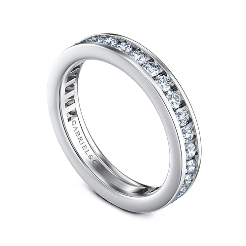 14K White Gold Channel Set Diamond Eternity Band