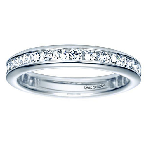 14K White Gold Channel Set Diamond Eternity Band
